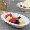 EcoQuality 6 oz White Plastic Oval Bowls with Silver Rim - Disposable Plastic Soup Bowls, Heavy Duty Salad Bowls, Dessert Bowl for Baby Showers, Weddings, Birthday Party (10) view 3