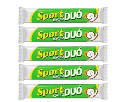 Generic Hungarian Sport Kokusz Duo Coconut And Caramel Chocolate Bar 60g Each (Pack of 5), Full Size