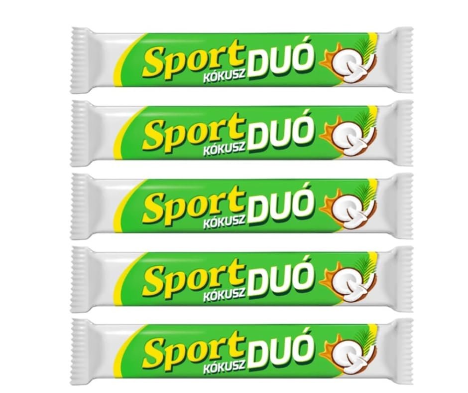 Generic Hungarian Sport Kokusz Duo Coconut And Caramel Chocolate Bar 60g Each (Pack of 5), Full Size