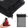100pcs Organza Bags - 4"x6" Jewelry Bags with Drawstring, Black Mesh for Gift Packaging, Party, Wedding, Festive view 2