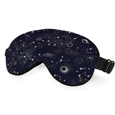 NOHSHE Galaxy Constellation Sleep Mask Eye Mask Space Black Blue Sky Star Galaxy Black Sleep Mask Light Blocking Adjustable Smooth Soft Eye Masks for Women Deep Rest Travel