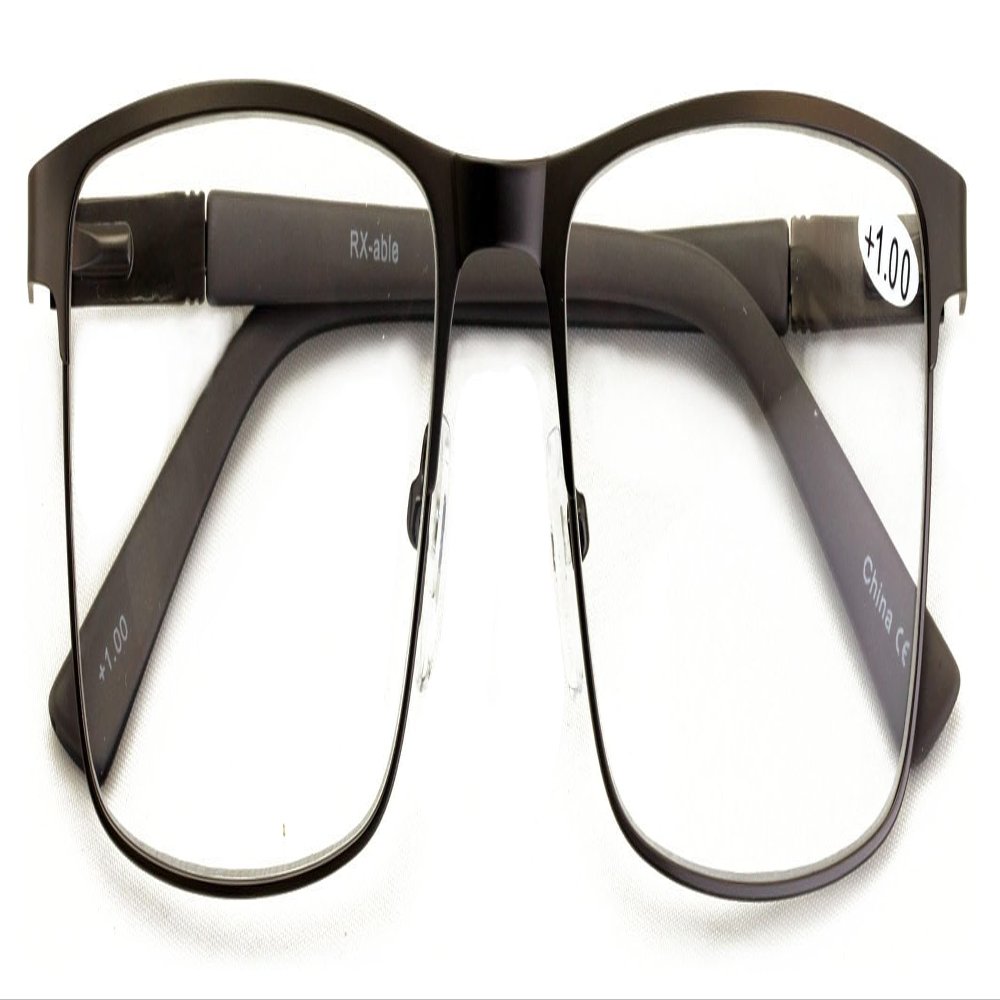 V.W.E. Men Premium Optical Frame Wide Large Head Reading Glasses Rectangular Metal - Clear Lens Reader DRM02 (Gunmetal, 2.75, x)