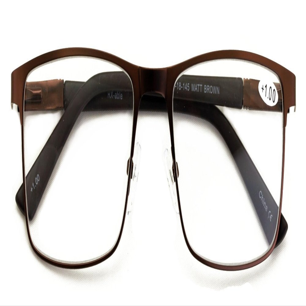 V.W.E. Men Premium Optical Frame Wide Large Head Reading Glasses Rectangular Metal - Clear Lens Reader DRM02 (Bronze, 2.75, x)