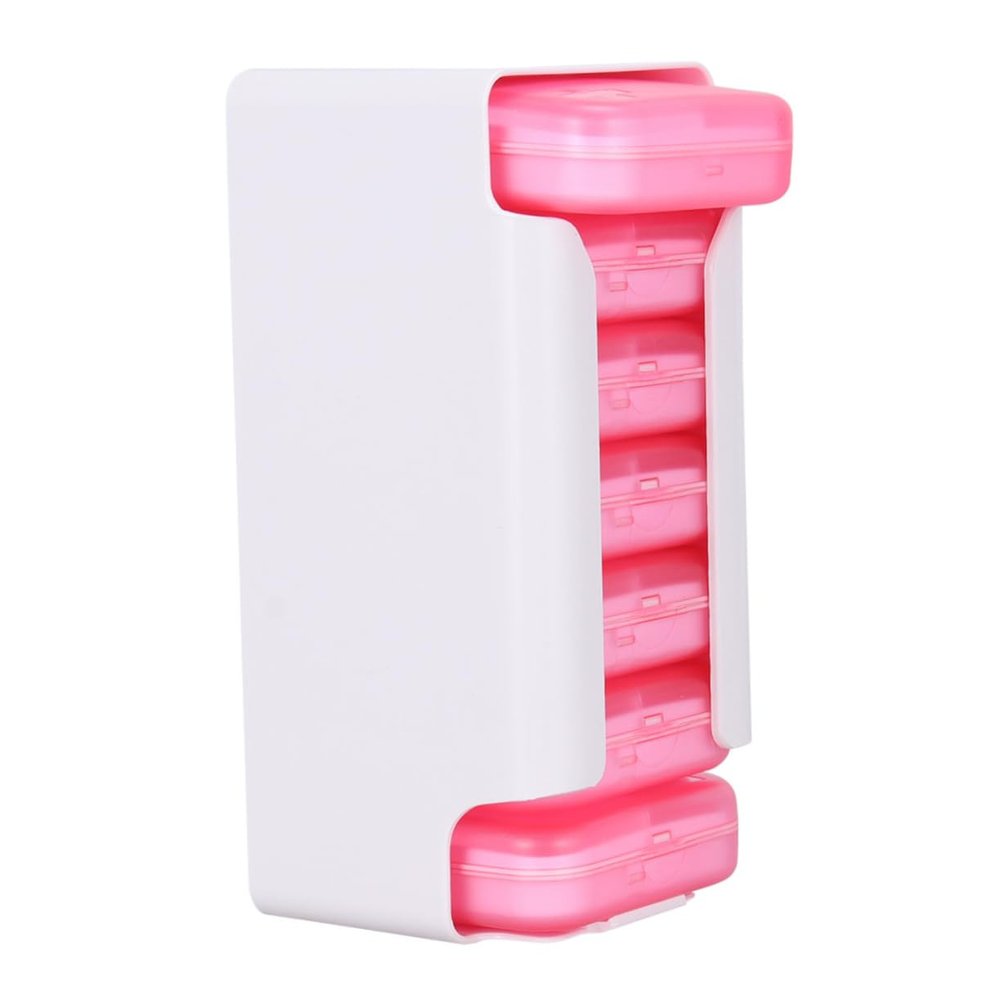 KOMBIUDA Portable Medicine Storage Case Pill Organizer with Compartments for Daily Use and Travel Pink Color for Easy Medication Management