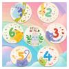 RORANIC Wooden Baby Monthly Milestone Cards with Birth Announcement Sign Newborn Photography Props Baby Shower Gifts for Boys and Girls (Monthly Milestone Cards) view 2