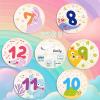 RORANIC Wooden Baby Monthly Milestone Cards with Birth Announcement Sign Newborn Photography Props Baby Shower Gifts for Boys and Girls (Monthly Milestone Cards) view 3
