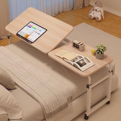 NineLife Basics Laptop Bed Tray, Adjustable Bedside Table with Wheels, Bed Desk for Eating, Working or Reading, Mobile Computer Table, Desktop Height Adjustable in 5 Levels