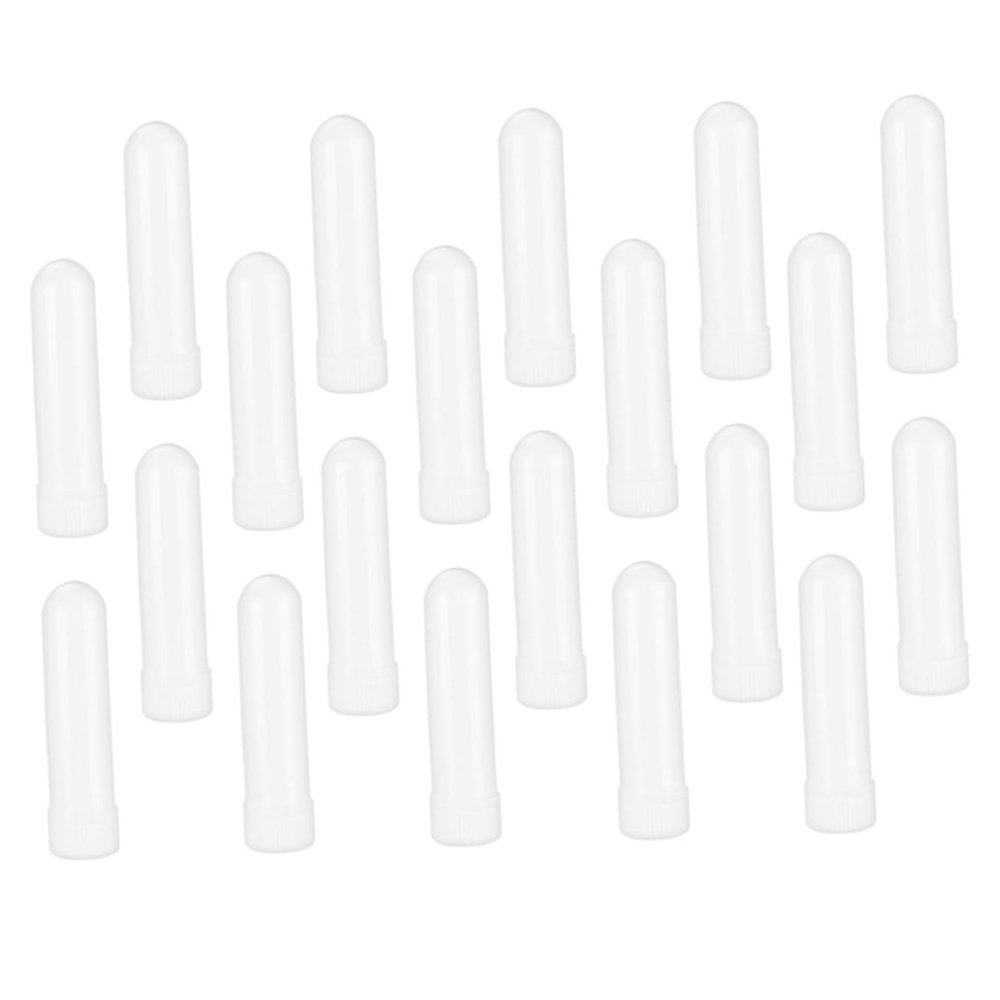 FRCOLOR 20pcs Refillable Essential Oil Tubes for Convenient Sinus Relief Portable Design for Adults White Blank Plastic Tubes for Aromatherapy and Congestion Relief