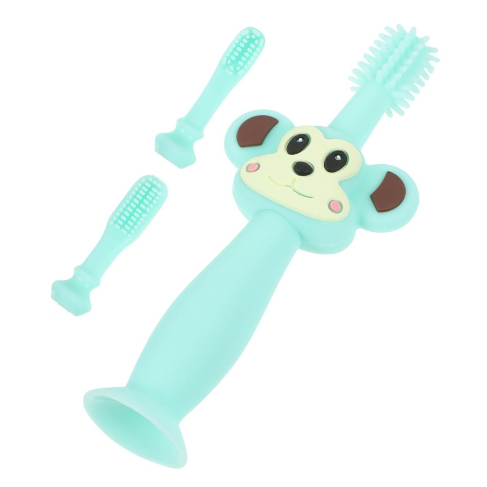 Beatifufu 360degree Toothbrush Silicone Teether for Boy Girl Soft Bristles for Gentle Cleaning Nano Silicone Design for Years Green