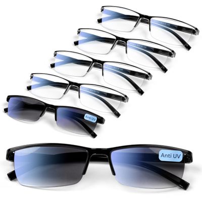 Gaoye 6 pack Executive Style Reading Glasses Men - Durable Readers with Blue Light Filtering - Comfortable Fit with TR90 Frames