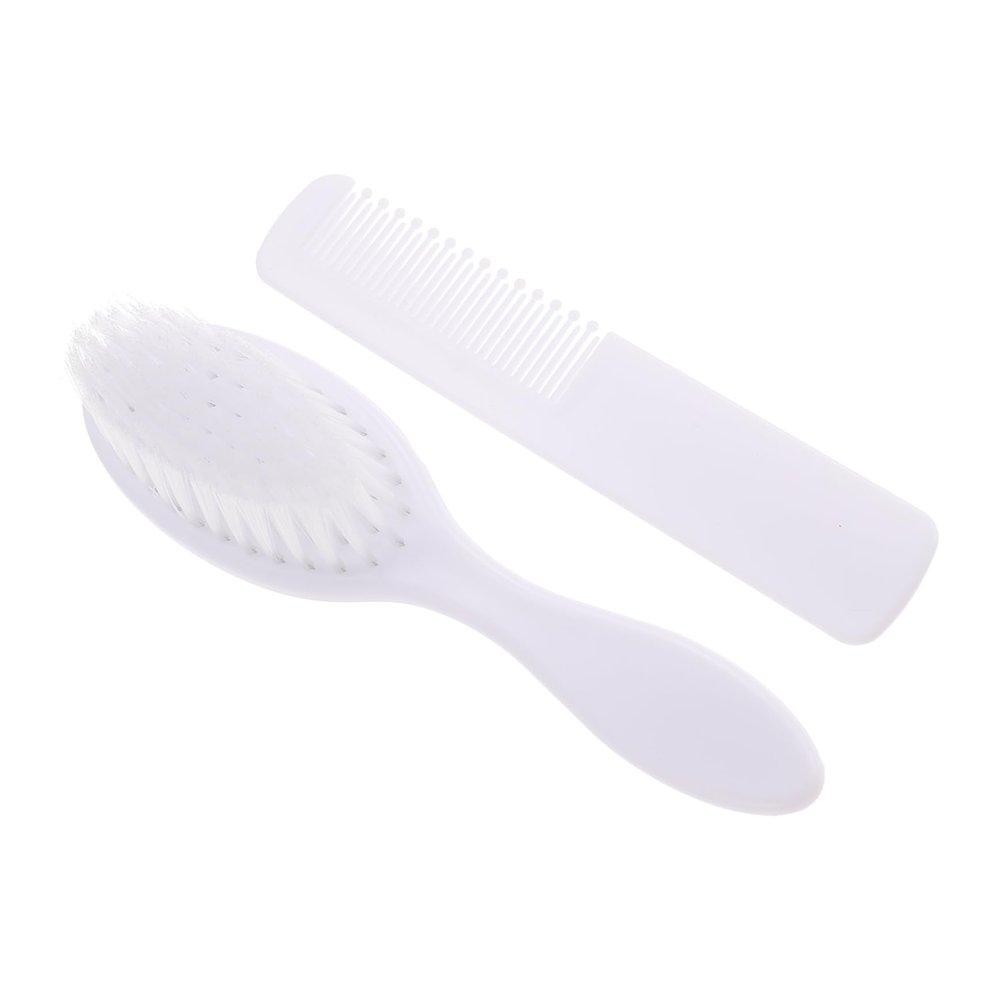 BESTonZON 1set Creative Hair Brush and Massage Comb for Newborns Gentle Scalp Care for Cradle Cap and Delicate Hair Ergonomic Design White