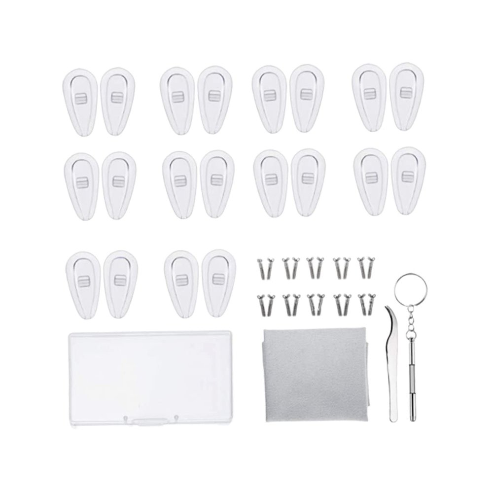 FOMIYES 1set Silicone Eyewear Nose Pads Set Screwdriver Tool for Repair Comfortable and Simple Installation for Eyeglasses