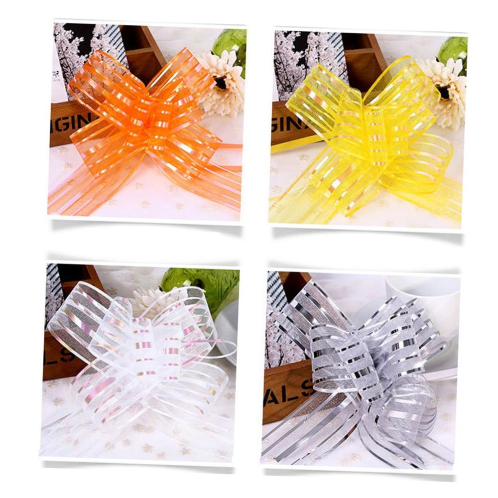 FRCOLOR 20pcs Pull Bows for Wedding Decorations Organza Ribbon Bows for Christmas Wrapping and Craft Projects