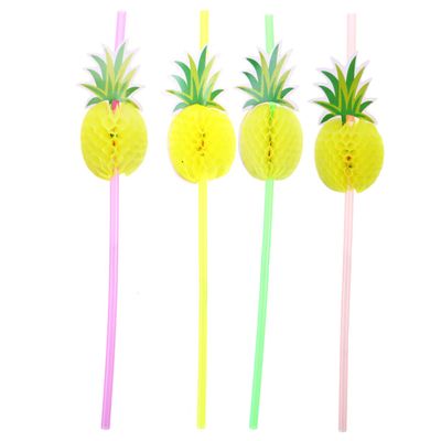 COLLBATH 30pcs Honeycomb Pineapple Honeycomb Drinking Straws Disposable Color Random