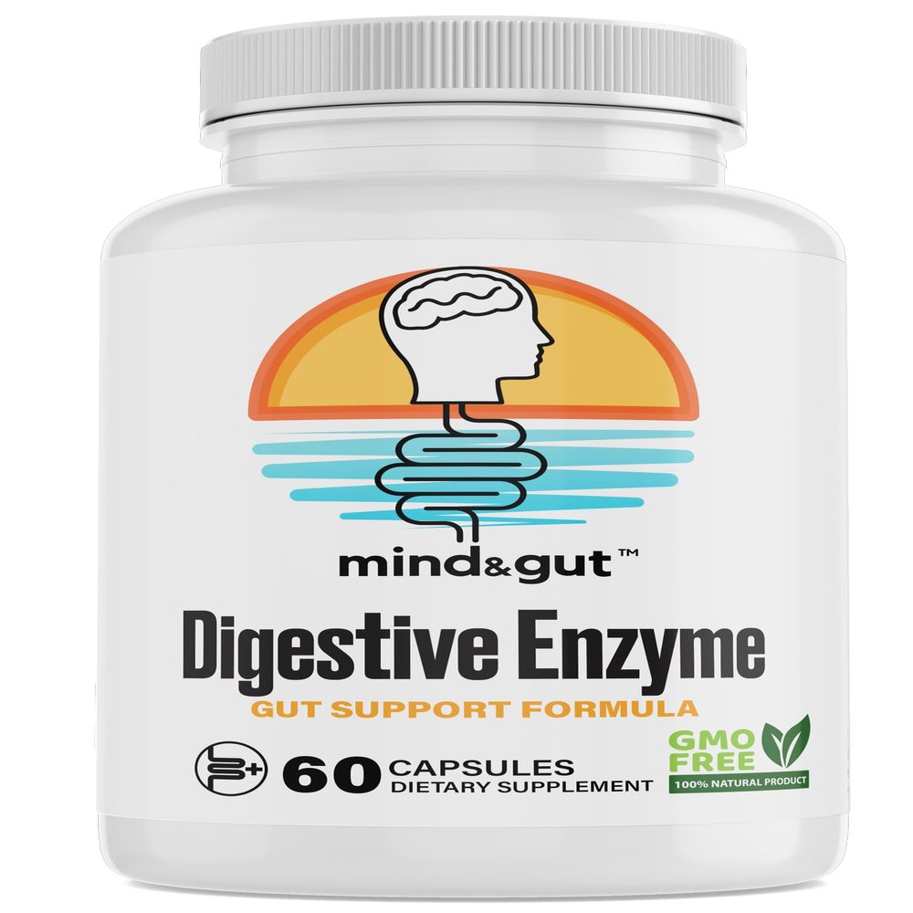 Mind&Gut Digestive Enzyme Supplement, Enzyme Blend and Probiotics - 60 Capsules