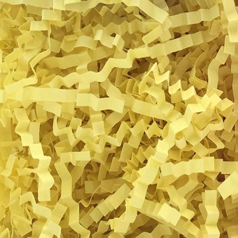 JINZOFLY Crinkle Cut Paper Shred Filler, Shredded Paper for Gift Box, Crinkle Paper Cut Paper Easter Grass Tissue Paper for Gift Wrapping & Basket FillingLight Yellow