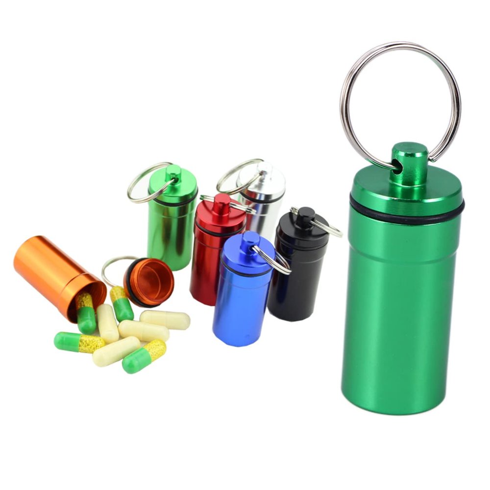 FOMIYES Container Travel Medicine Container Vitamin Keychain Small Storage Container Small Containers Waterproof Outdoor Pocket Holder Fish Oil Keychain Case Portable, Medium, Green