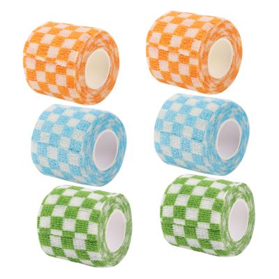 FOMIYES 6rolls Self- Non-Woven Elastic Cohesive Wrap for Care Sprains and Support Includes Each of Orange Green