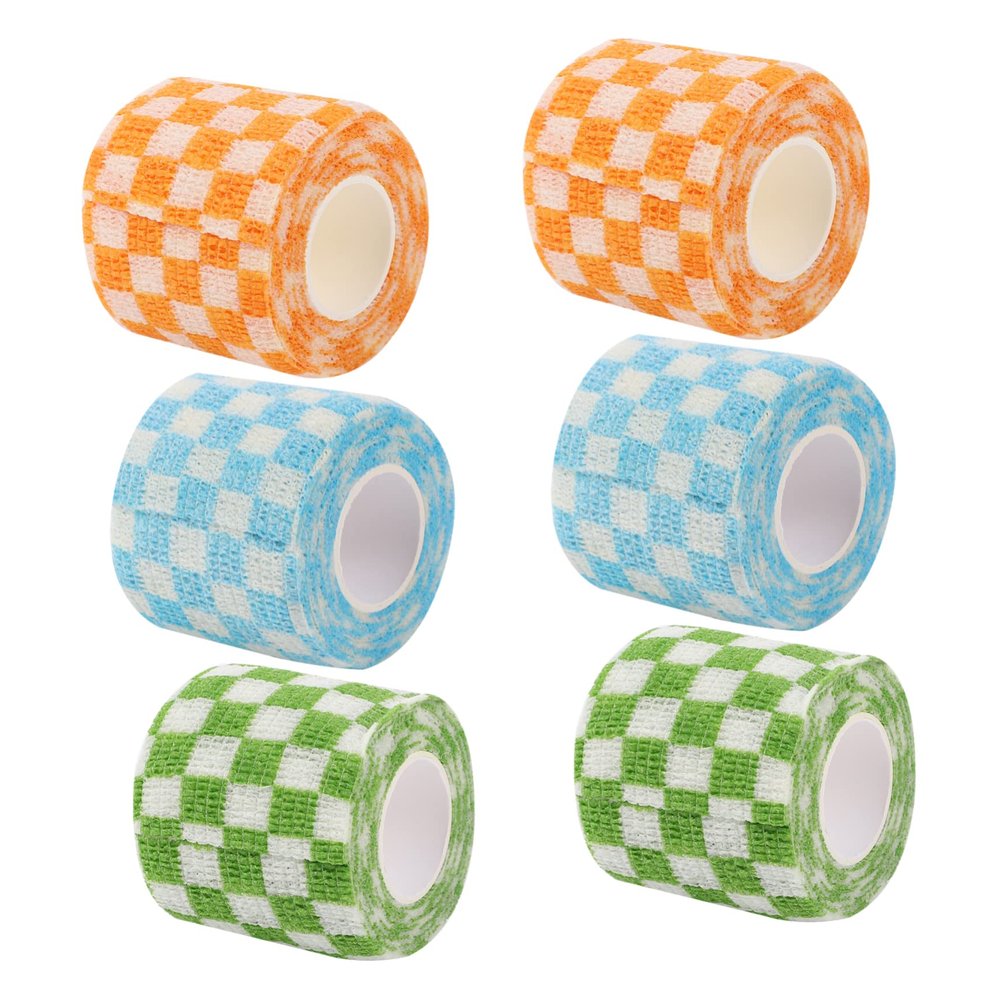 FOMIYES 6rolls Self- Non-Woven Elastic Cohesive Wrap for Care Sprains and Support Includes Each of Orange Green