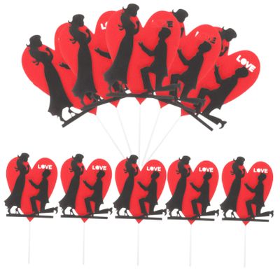 Toyvian 22pcs Couple Cake Topper Elegant Wedding Decor for Engagements Anniversaries Valentine Day Romantic Tabletop Cake Accessories for Memorable Celebrations