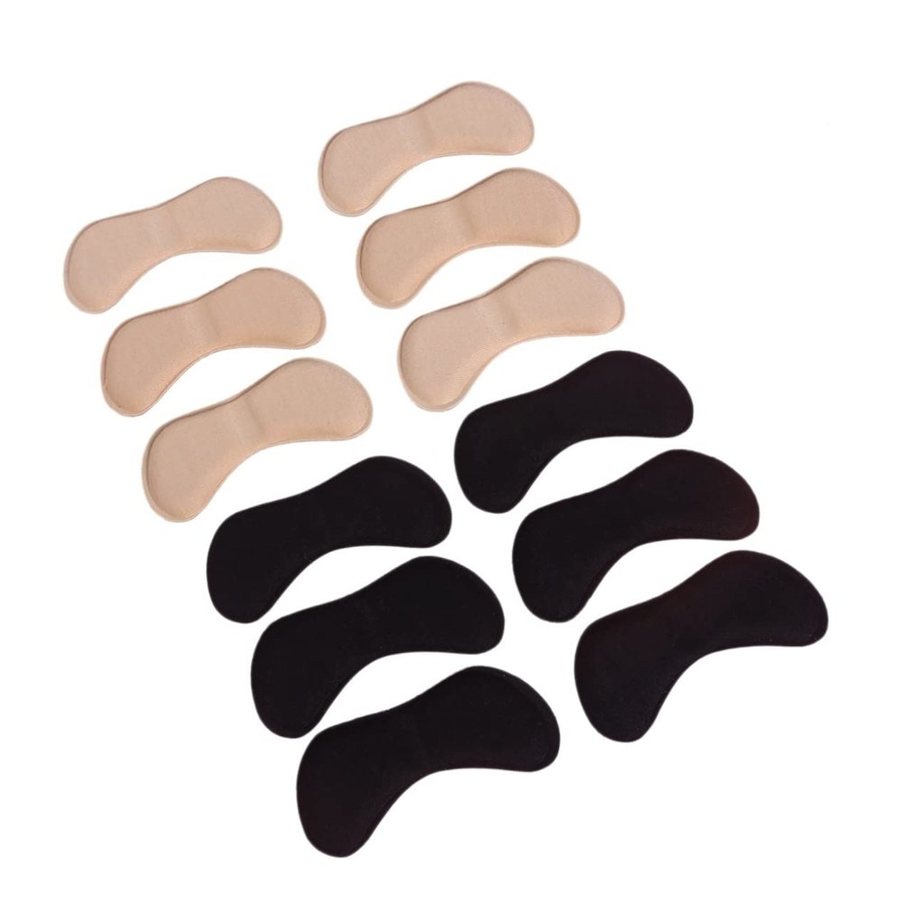 FOMIYES 6pairs Self-Adhesive Back Heel Cushions for Women Anti-Slip Sponge Pads Black Apricot for High Heels and Preventing Blisters for Comfortable All-Day Wear