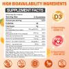 2Packs Vitamin D3 K2 Gummies for Adults, Sugar-Free Vitamin D3 5000IU + K2(MK-7) 200mcg Supplement with Vitamin B Complex & Vitamin C E Supports Bone, Muscle, Teeth & Immune, Vegan, Gluten Free view 2