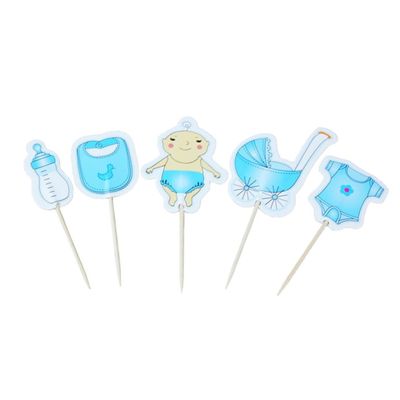 Toyvian Stroller Insert Plate 20pcs Cake Toppers Theme Decorations for Birthday Shower Baby Shower Party