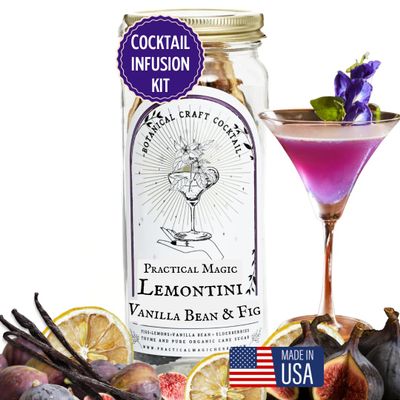 Practical Magic Vanilla Fig Lemontini Craft Cocktail Infusion Kit, Dry Craft Mix in a Jar, Natural Dehydrated Fruit, Herbs, Spices, 16 oz Glass Jar Mixer for Cocktails & Mocktails. Makes 10 Cocktails.