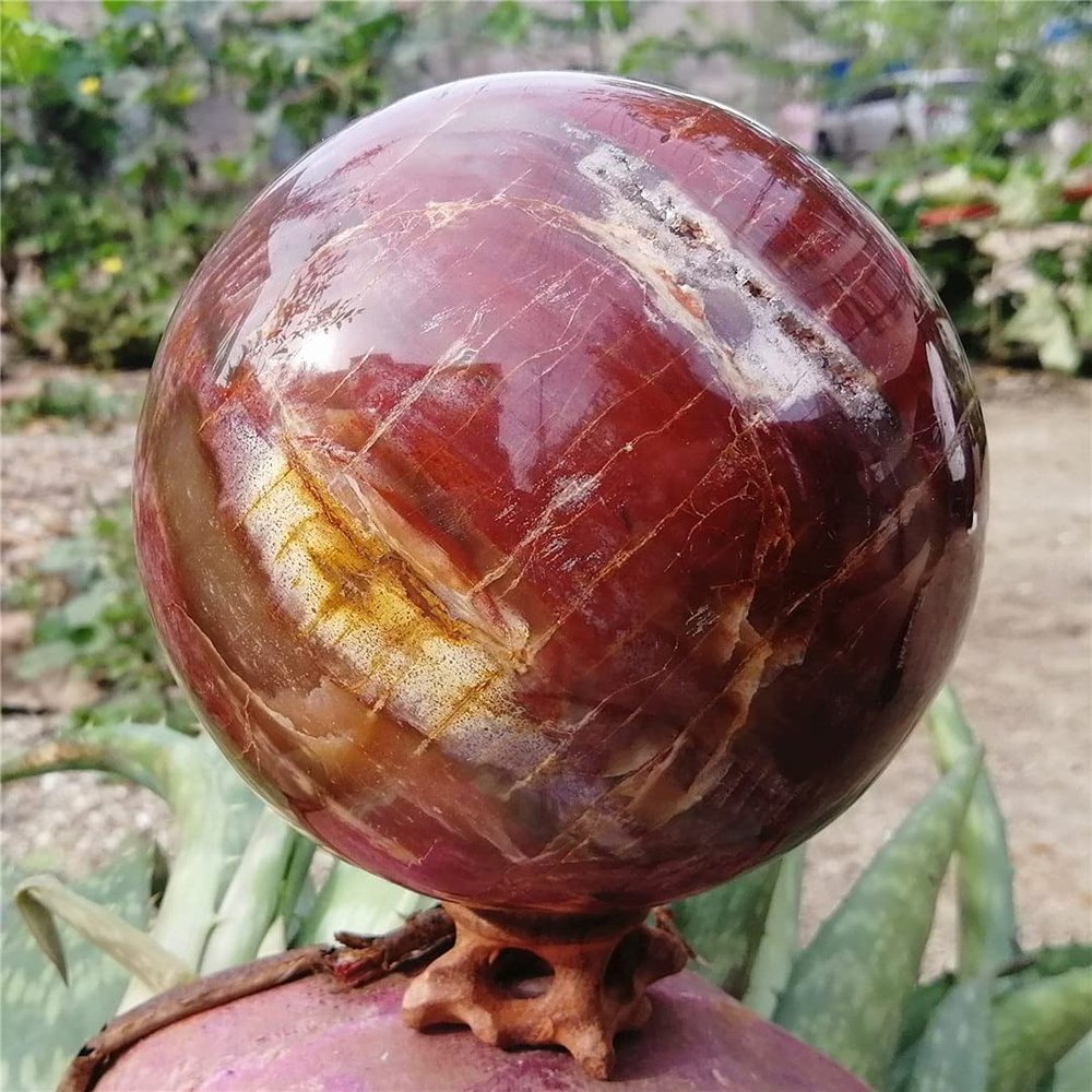 2.3-2.4kgs Big Natural Wood Sphere Stone Ball Rock Quartz Crystal Gift Wooden Base Reiki Home Decor Spiritual Balancing OLMHCCFFK