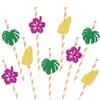 AETGDDS Tropical Paper Straw Decor, Palm Leaf Party Decorations, Hawaiian Tropical Paper Straws, Safari Leaves Summer Beach Party Decor Supplies 24Pcs Green, 1, Gold, AE-0126 view 1