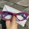 mincl Full Crystal Shiny Cat Eye Reading Glasses For Women Vintage Fashion Luxury Rhinestone Reading Glasses Female Elegant Reader (purple, 0, x) view 2