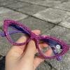 mincl Full Crystal Shiny Cat Eye Reading Glasses For Women Vintage Fashion Luxury Rhinestone Reading Glasses Female Elegant Reader (purple, 0, x) view 3