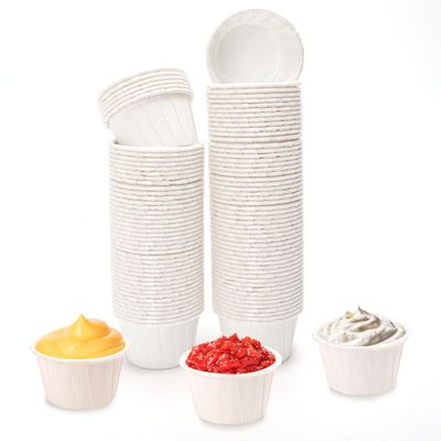100PCS Paper Cup Liner Disposable Container,2.1x1.2",1oz, Bowl Tray Organizer for Ketchup, Melting Wax Bean Face Nose Hair Removal, Ice Cream Cake Condiment Sauce Ramekin Shot Souffle Sample Serving