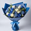 LeZakaa 20 Sheets Flower Wrapping Paper - Waterproof Reversible Floral Bouquet Paper - Sky Blue and Navy Blue Design for Father's Day, Graduation, Party, Holiday view 3