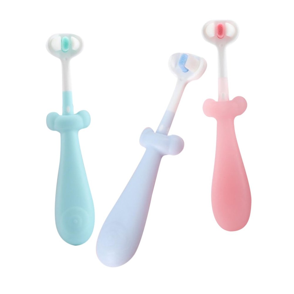 IWOWHERO 3pcs Boy Girl Toothbrush Boys and Girls Toothbrushes Soft Bristles Non-Slip Handle