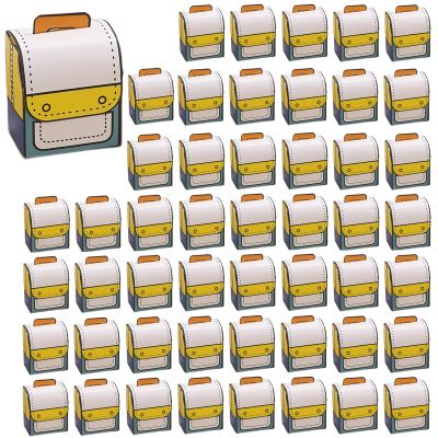 50PCS School Bag Candy Box, Graduation Season Candy Box, Cartoon Goodie Bags, Reusable Gift Bags, Back to School Portable Paper Gift Packaging Box Children's Day Birthday Favor Party Supplies(Blue)