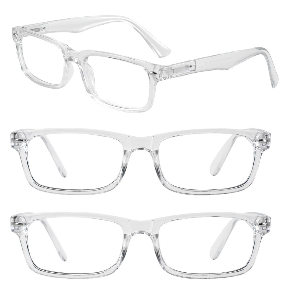 WEMOOTANTS 3 Packs Reading Glasses 4.0 for Men Rectangular Clear Readers 1.0 1.25 1.5 1.75 2.0 2.25 2.5 2.75 3.0 3.5 4.0