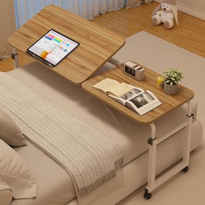 CEEBUS Overbed Table with Wheels, Hospital Medical Overbed Table, Adjustable Adjustable Height and Length Bed Workstation Tray,Computer Desk Standing Workstation Laptop Cart