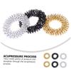 FRCOLOR 9pcs Acupressure Finger Massage Rings Metal Finger Massager for Fatigue Relief Hand Stress Relief and Improved Circulation Includes Gold Silver Black Options view 3