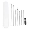 FRCOLOR 1set Stainless Steel Ear Wax Removal Tools Set Comfortable Ear Cleaning Kit Black Brush and White to Clean for Buildup Removal view 1