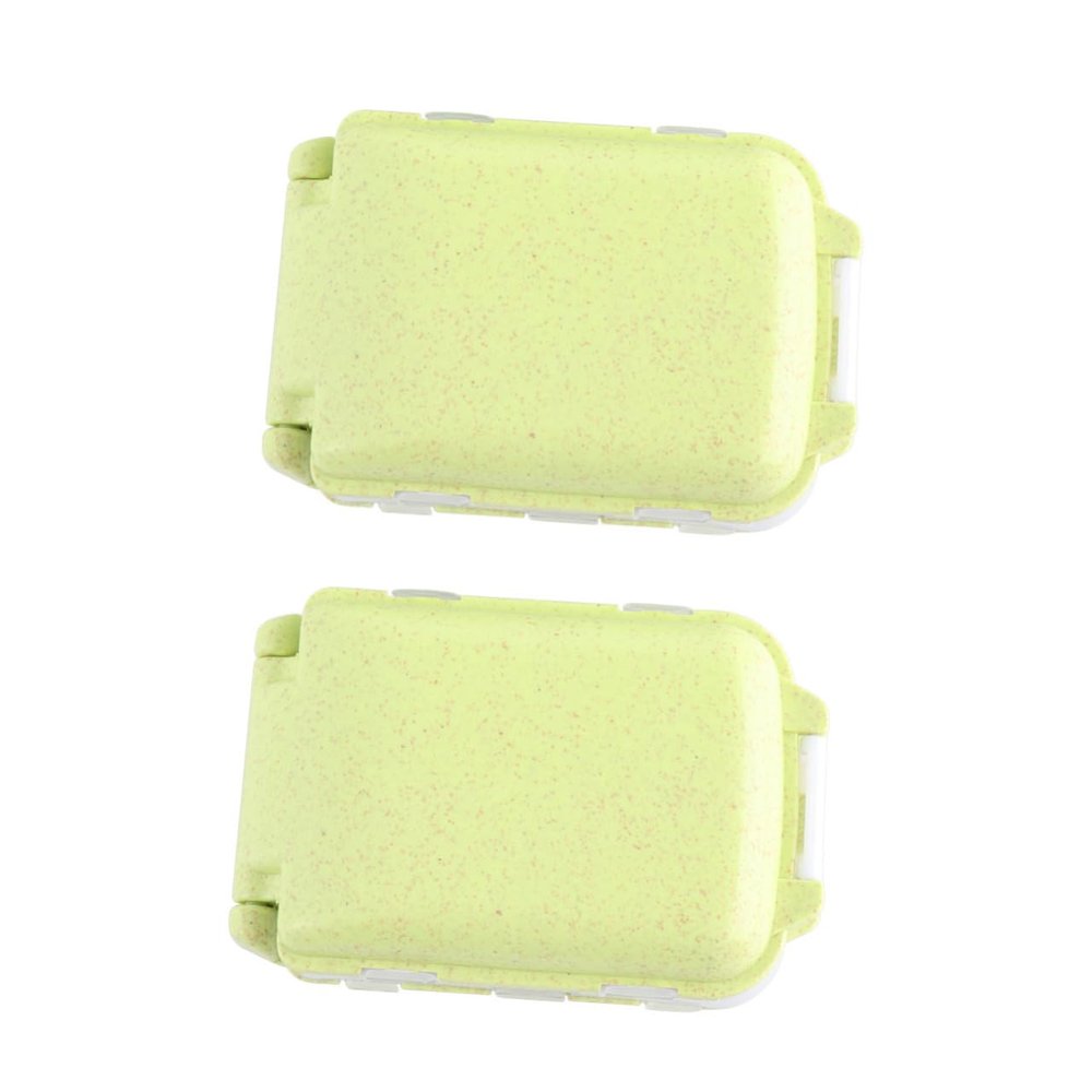 KOMBIUDA 2pcs Portable Straw Pill Box Classification Case Pp Natural Fiber Medicine Organizer for Elders