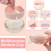 THSTOIC Denture Case & Cup, Travel Retainer Case with Mirror, No-Leak False Teeth Cleaning Container: Full & Partial Dentures Soaking, Denture Bath Holder for Mouth Guards, Braces, Aligners (Pink) view 4