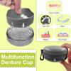THSTOIC Denture Case & Cup, Travel Retainer Case with Mirror, No-Leak False Teeth Cleaning Container: Full & Partial Dentures Soaking, Denture Bath Holder for Mouth Guards, Braces, Aligners (Black) view 4