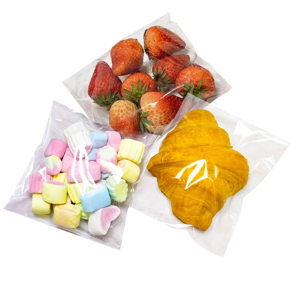 5x7 Inches Self Sealing Cookie Bags, 100Pcs Clear Plastic Resealable Cellophane Bags for Packaging Candy Treat Goodie Favors Cookies and Valentines Gift Giving - Self Adhesive Wrappers