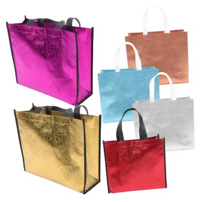 HEALEEP 6pcs Colored Gift Wrapping Bags with Handles Reusable Gift Bags for Birthdays Weddings and Christmas Sturdy Vibrant and Multipurpose Party Favors