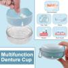 THSTOIC Denture Case & Cup, Travel Retainer Case with Mirror, No-Leak False Teeth Cleaning Container: Full & Partial Dentures Soaking, Denture Bath Holder for Mouth Guards, Braces, Aligners (Blue) view 4
