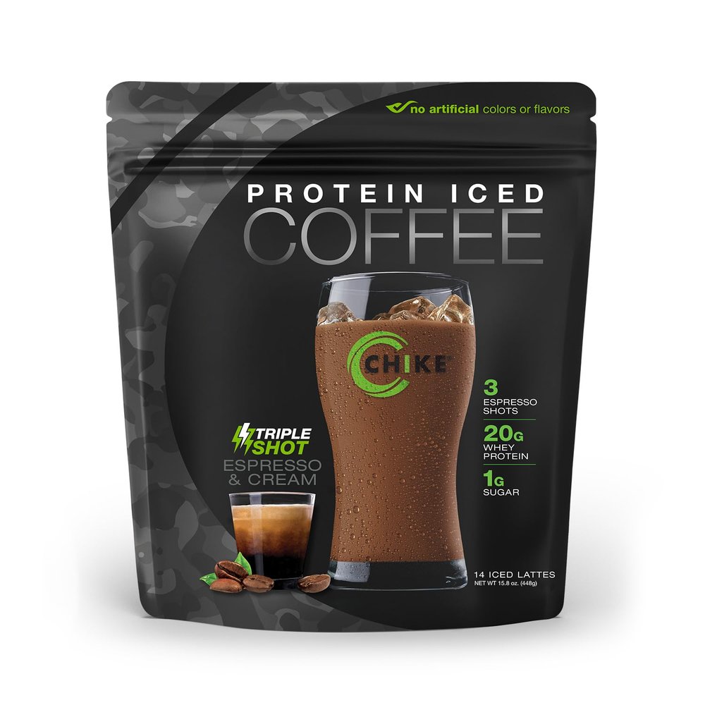 CHIKE Triple Shot Espresso & Cream Protein Iced Coffee, 20 G Protein, 3 Shots Espresso, 1 G Sugar, Keto Friendly and Gluten Free, 14 Servings (15.8 Ounce)