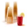14oz Gold Glitter Plastic Cups (50 Pack), Elegant Party Cups for Birthday Parties, Weddings, and Holidays, Fancy Disposable Cocktail Glasses, Clear and Gold Cups, Bulk Wine and Mimosa Cups view 1