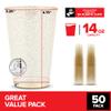 14oz Gold Glitter Plastic Cups (50 Pack), Elegant Party Cups for Birthday Parties, Weddings, and Holidays, Fancy Disposable Cocktail Glasses, Clear and Gold Cups, Bulk Wine and Mimosa Cups view 2