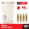 14oz Gold Glitter Plastic Cups (100 Pack), Elegant Party Cups for Birthday Parties, Weddings, and Holidays, Fancy Disposable Cocktail Glasses, Clear and Gold Cups, Bulk Wine and Mimosa Cups view 2